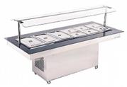 BUFFET CENTRAL RESTAURANTE QUENTE TÉRMICO 10C 220W C/ CUBAS INOX ( 02 UNI 1/1; 06 UNI 1/2 )