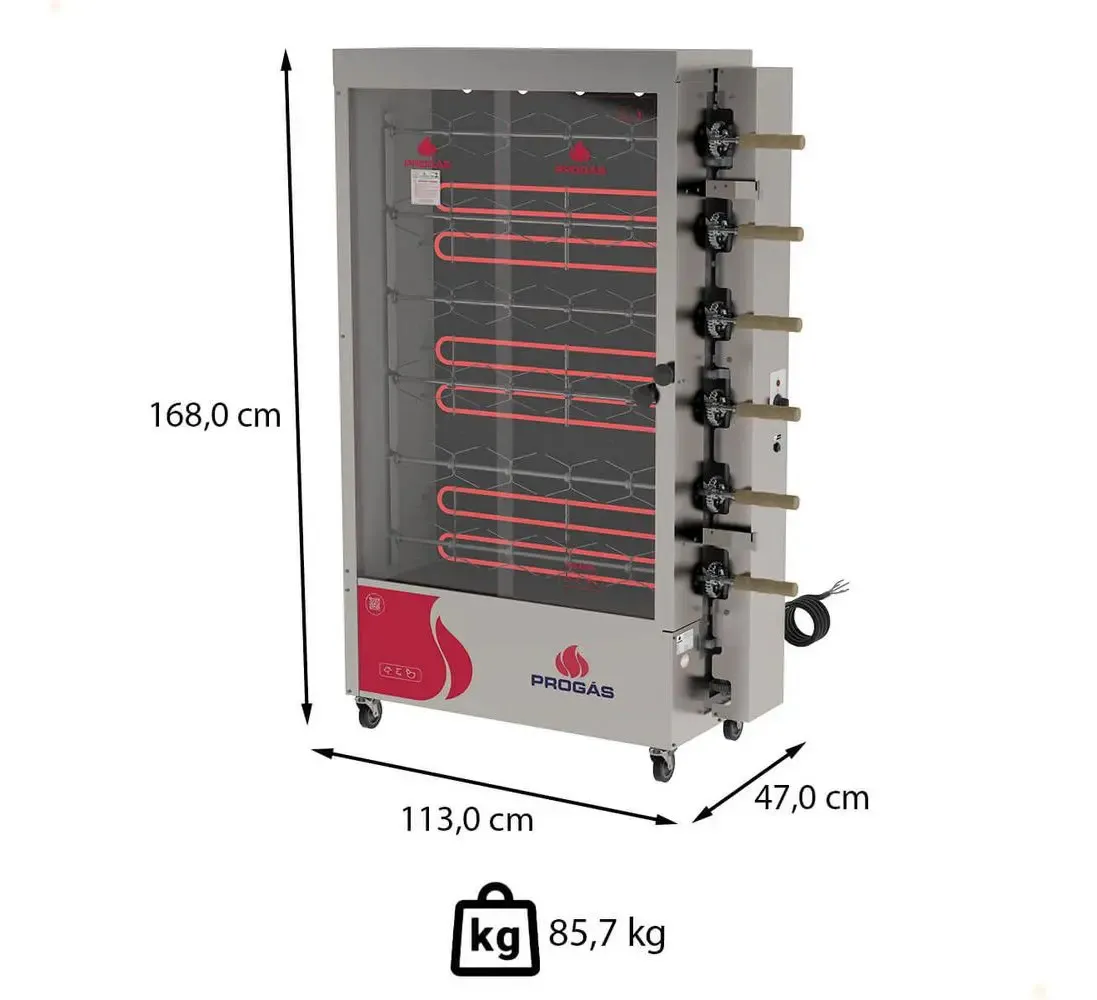 Forno Assador Giratório Frango Progás Pr-631 6 Espetos